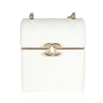 Top Quality Chanel 22P White Quilted Lambskin Mini Box Clutch