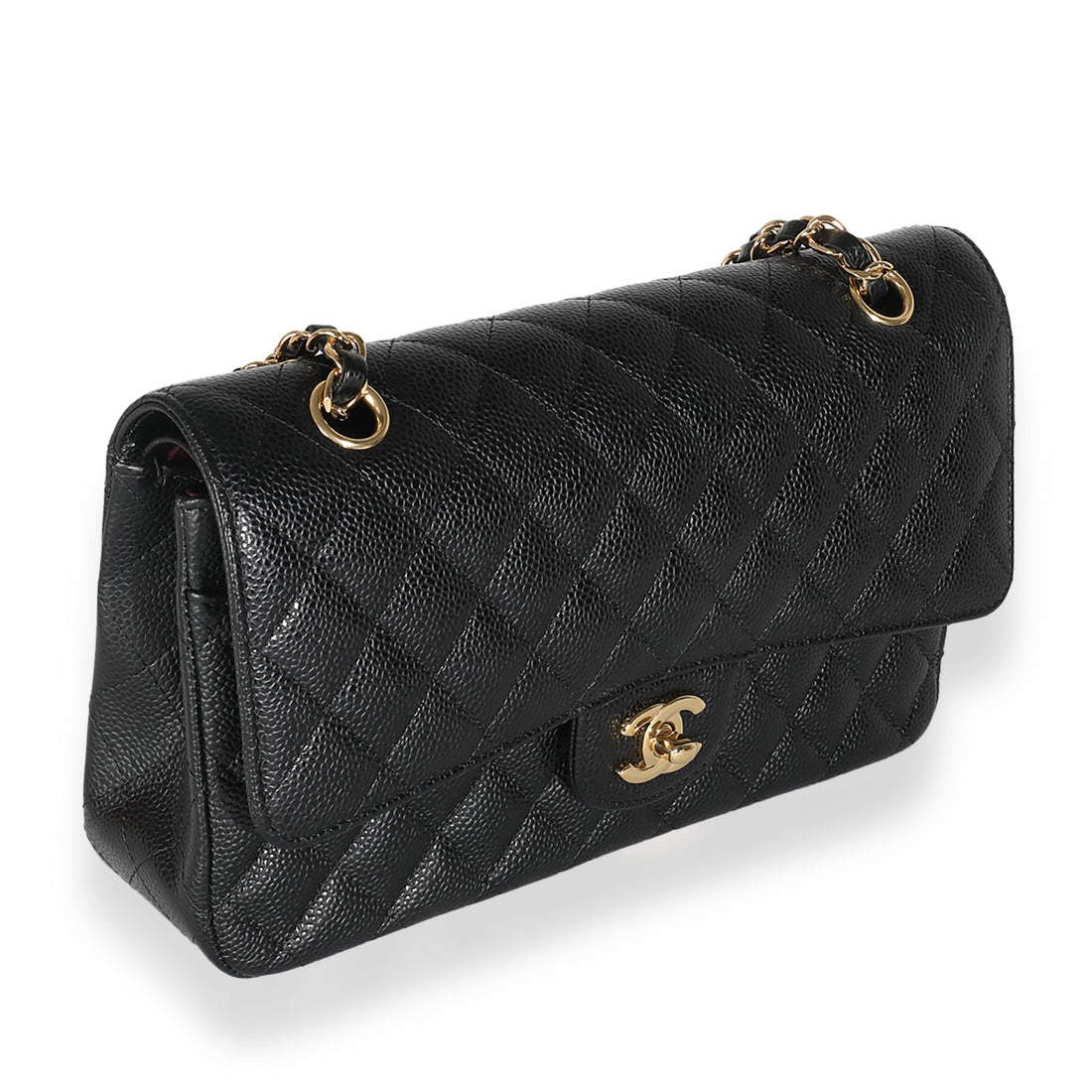 Top Quality Chanel Black Quilted Caviar Medium Classic Double New Bag