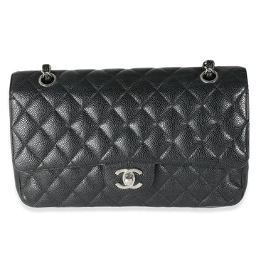 Top Quality Chanel Black Quilted Caviar Medium Classic Double New Bag