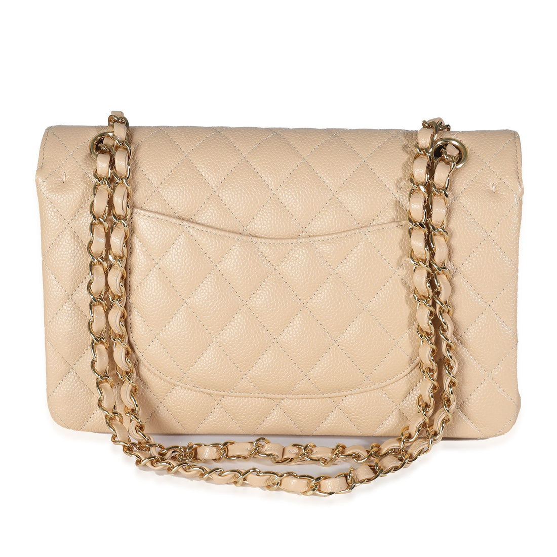 Top Quality Chanel Beige Quilted Caviar Medium Classic Double New Bag
