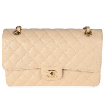 Top Quality Chanel Beige Quilted Caviar Medium Classic Double New Bag