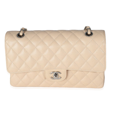 Top Quality Chanel Beige Quilted Caviar Medium Classic Double New Bag