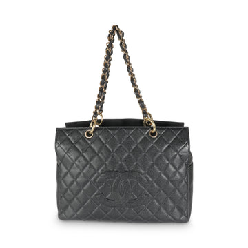 Top Quality Chanel Black Quilted Caviar Grand Shopper Tote
