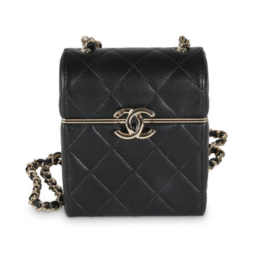 Top Quality Chanel 23C Black Quilted Lambskin Box Chain Vanity