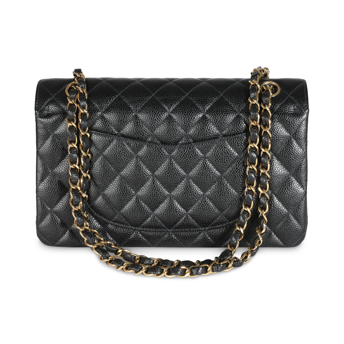 Top Quality Chanel 24K Black Quilted Caviar Medium Classic Double New Bag