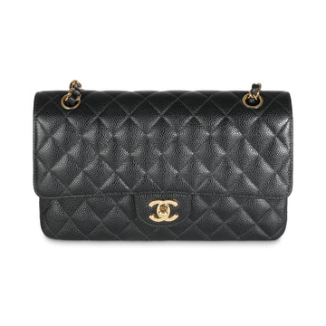 Top Quality Chanel 24K Black Quilted Caviar Medium Classic Double New Bag