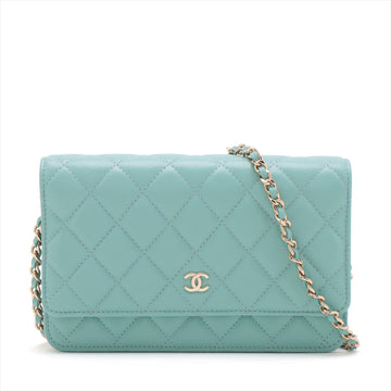 New 1:1 Rep Top Quality Chanel Matrasse Caviar S Chain Wallet Blue Silver G  29th