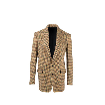 Celine Size 34 Houndstooth Blazer Wool Brown/Green