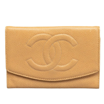 New 1:1 Rep Top Quality Chanel Cocomark Double Folded Wallet Beige Caviar   CHANEL