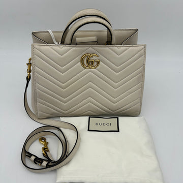 Gucci GG Marmont White Leather Shoulder Bag Medium