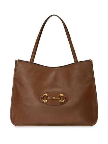 Gucci - Horsebit 1955 tote bag - women - Cotton/Leather/Gold Plated Metal - One Size - Brown