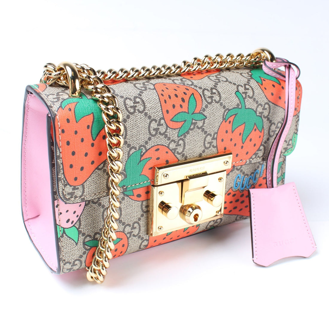 409487 Padlock Guccissima Small Strawberry