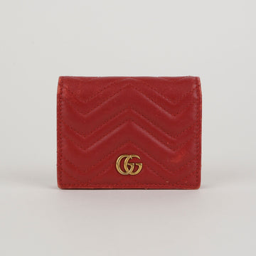 Gucci Red Matelassé Leather GG Marmont Card Case Wallet 466492 46829323