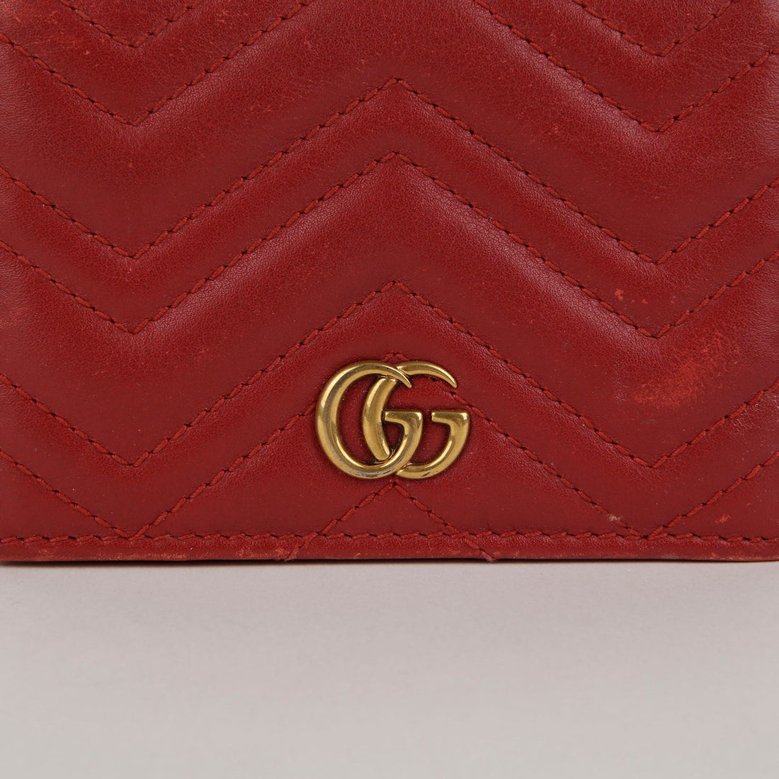 Gucci Red Matelassé Leather GG Marmont Card Case Wallet 466492 46829323