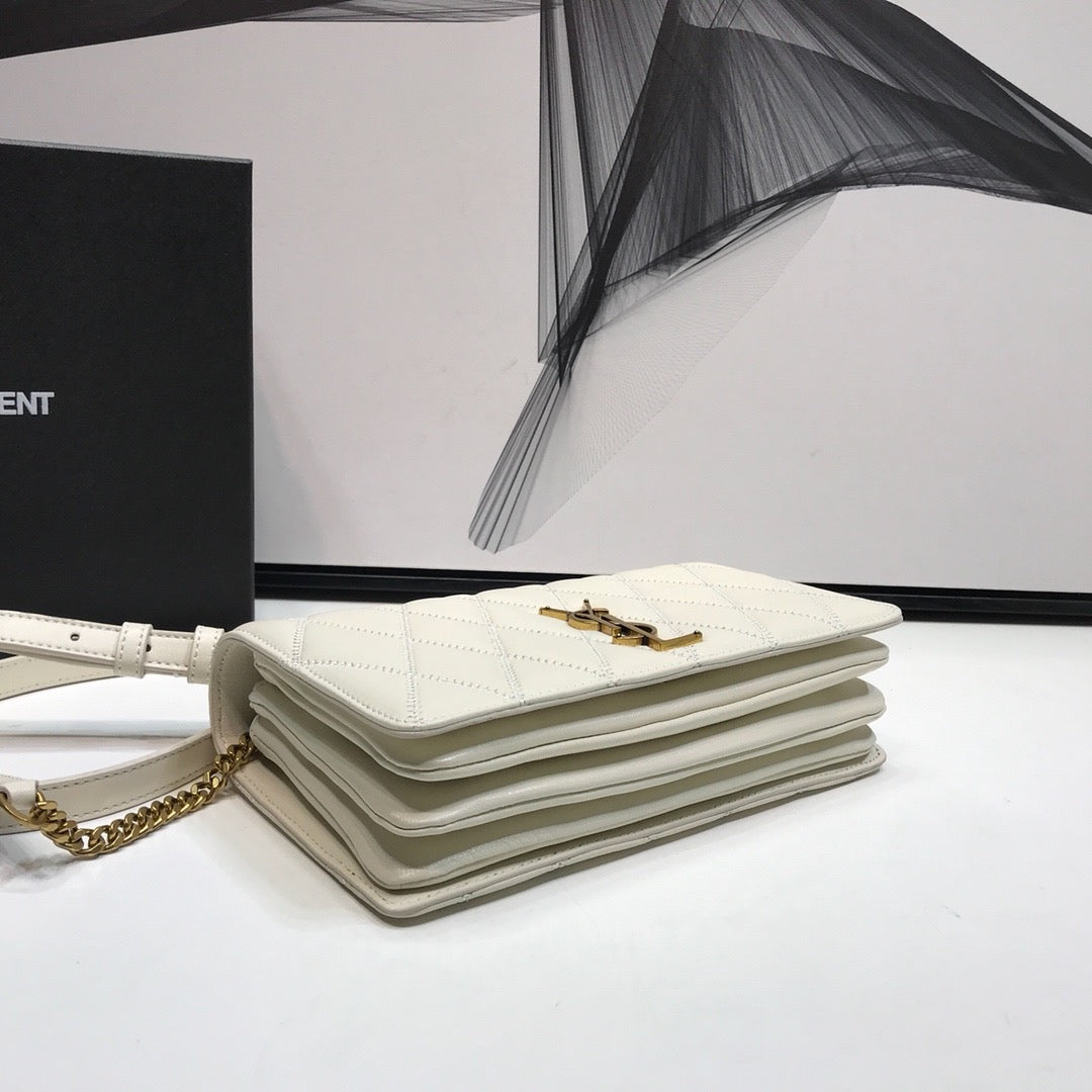 Yves Saint Laurent Angie Patent Handbag White