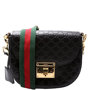 453189 Padlock Guccissima Medium Messenger Black