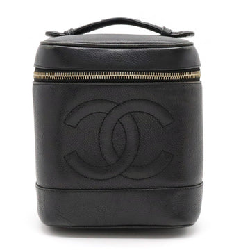 Top Quality Chanel Top Quality Chanel Caviar S Cocomark Vanity Bag Handbag Cosmetic Bag Cosmetic Leather Black Gold  A01998