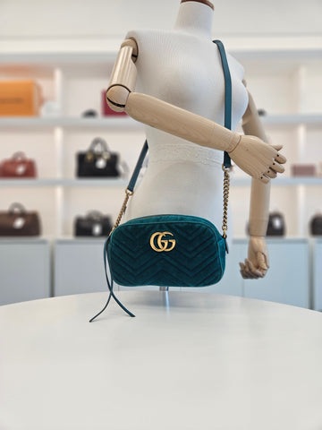 Gucci GG Green Velvet Marmont Matelassé Small Crossbody Bag NBS7220904S 138568879