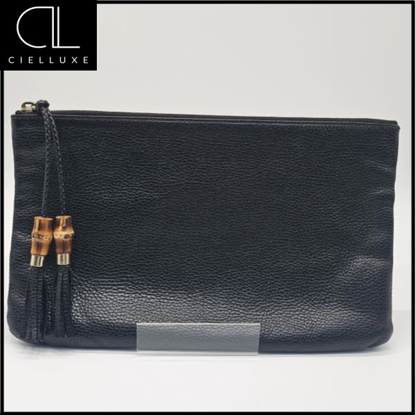 Gucci Bamboo Tassel Clutch (Black) 142136606