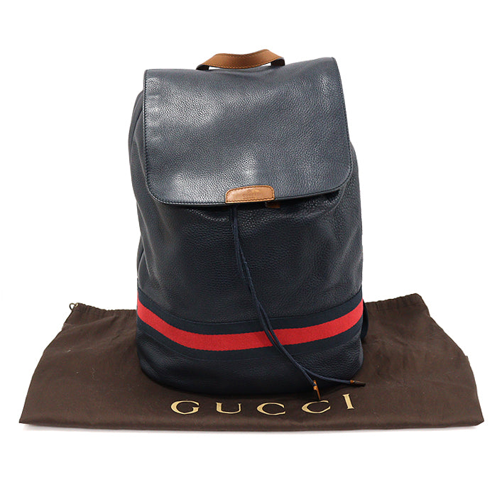 Gucci Navy Leather Signature WEB Stripe Backpack 281412 142720733