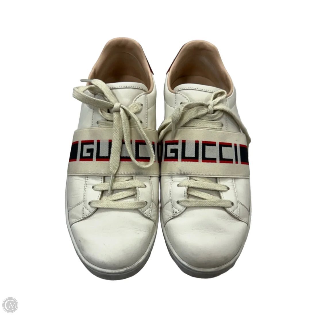 Shoes Luxury Designer By Gucci In Cream, Size: 8.5