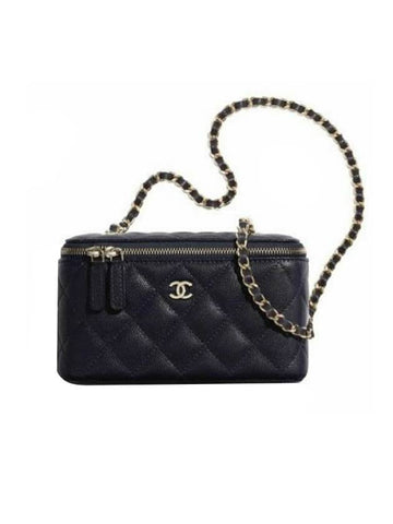 Classic Cosmetic Case Small Grained Calfskin Cross Bag Black Chanel