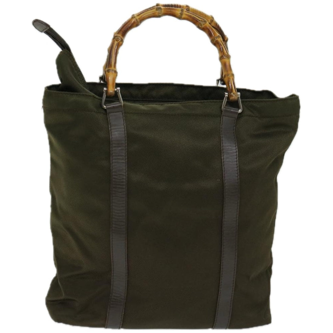 Gucci Bamboo Khaki Synthetic Handbag