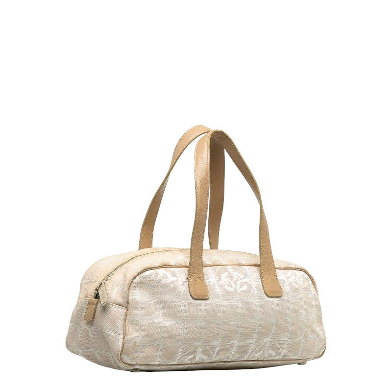 New 1:1 Rep Top Quality Chanel New Label Line Handbags Boston Bag Ivory Beige Canvas Leather  CHANEL
