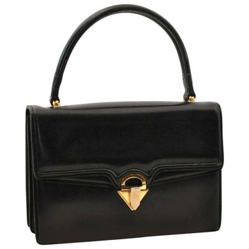 Gucci Top Bag  Handle Multi Compartment Purse Black Leathergold Boar Skin Satchel