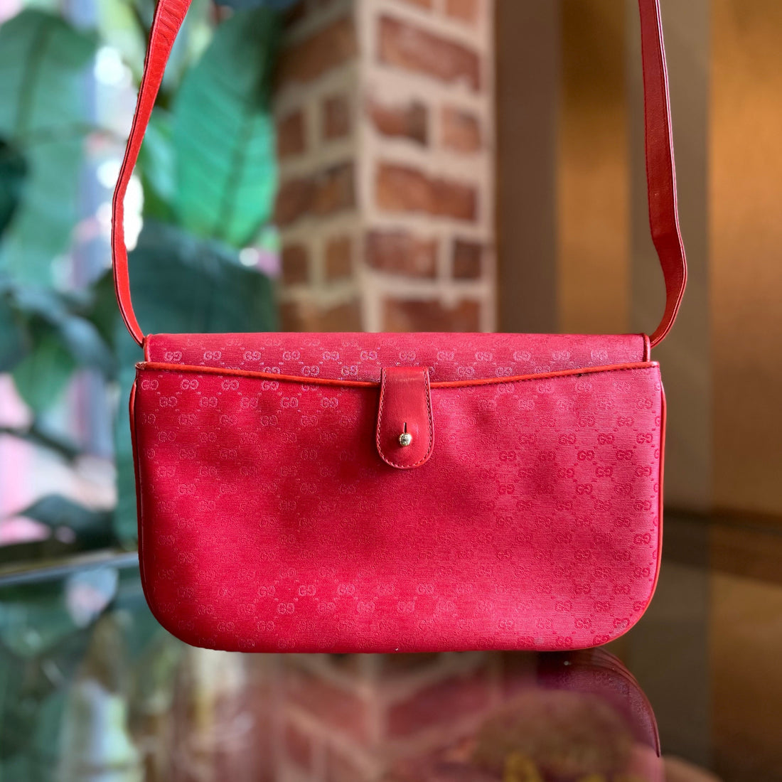 GUCCI Red Micro GG Canvas  Crossbody Bag