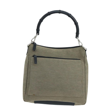 Gucci Bamboo Beige Canvas Shoulder Bag
