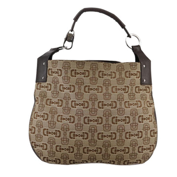 Gucci Horsebit Brown Canvas Handbag