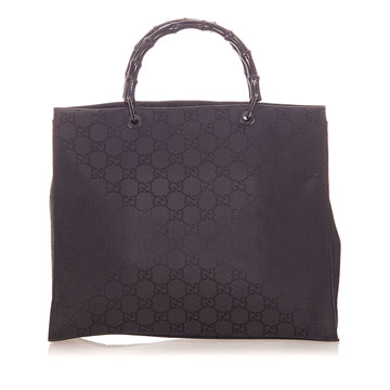 Gucci Gucci Bamboo GG Canvas Tote Bag Black