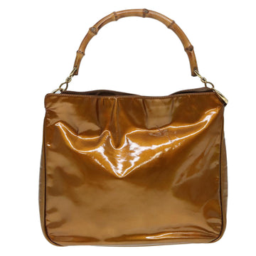 Gucci Bamboo Brown Patent Leather Handbag