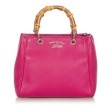 Gucci Gucci Bamboo Shopper Leather Satchel Pink