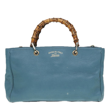 Gucci Bamboo Blue Leather Handbag