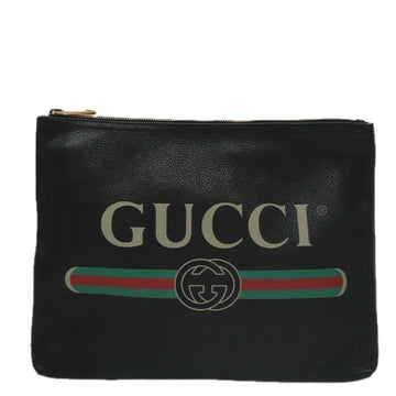 Gucci Imprime Black Leather Clutch Bag
