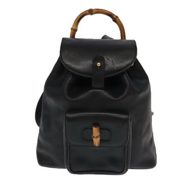 Gucci Bamboo Black Leather Backpack Bag