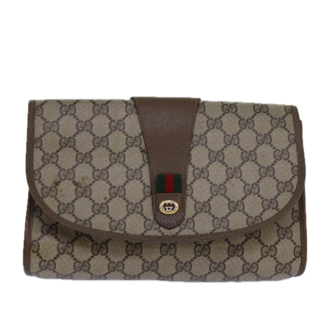 Gucci Sherry Beige Canvas Clutch Bag