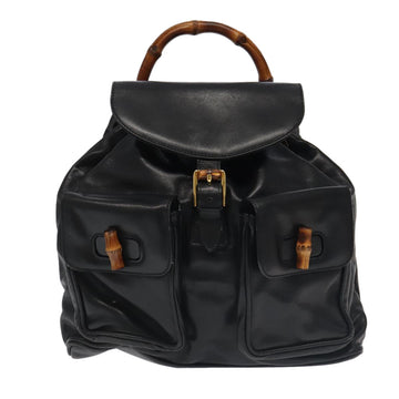 Gucci Bamboo Black Leather Backpack Bag