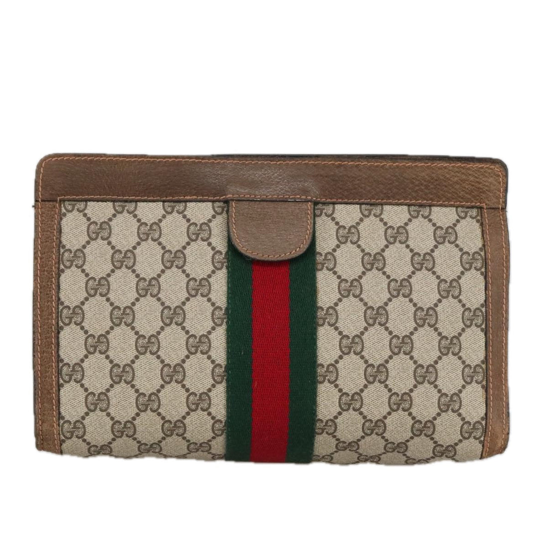 Gucci Ophidia Beige Canvas Clutch Bag