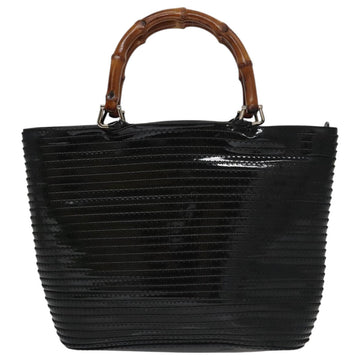 Gucci Bamboo Black Patent Leather Handbag