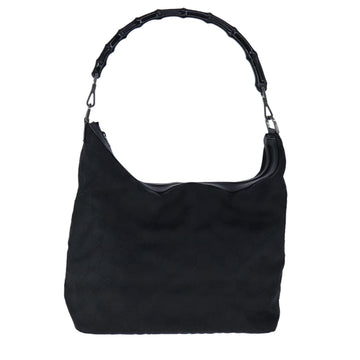 Gucci Bamboo Black Canvas Shoulder Bag