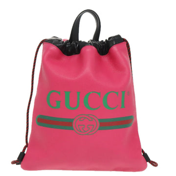 Gucci Drawstring Pink Leather Backpack Bag