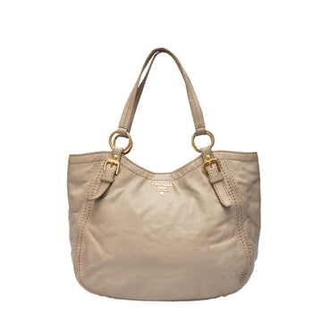 Prada Grey Leather Shoulder Bag