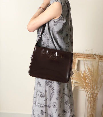 CELINE Logo Embossed Shoulder bag Brown New 1:1 e4mff8