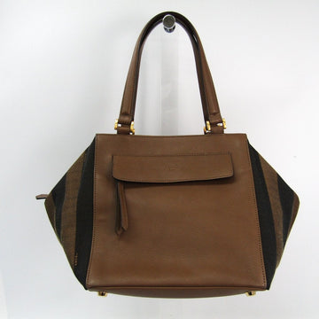 Fendi Brown Pequin Striped Medium Satchel