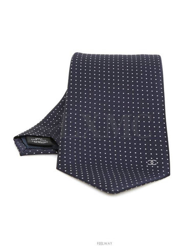 Tie gift men s CC silk navy polka dots Chanel