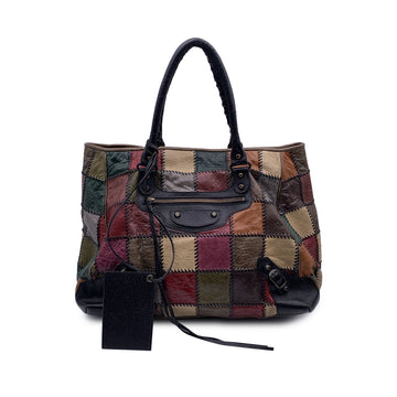 Balenciaga Multicolor Leather Patchwork Large Sunday Tote Bag