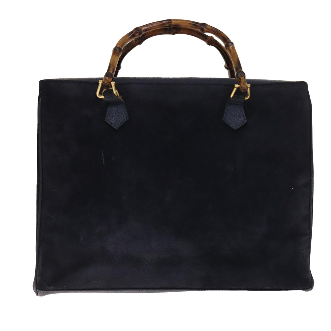 Gucci Bamboo Navy Suede Handbag